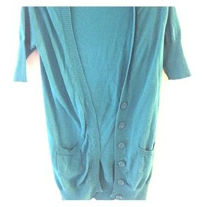 Teal short sleeve cardigan
